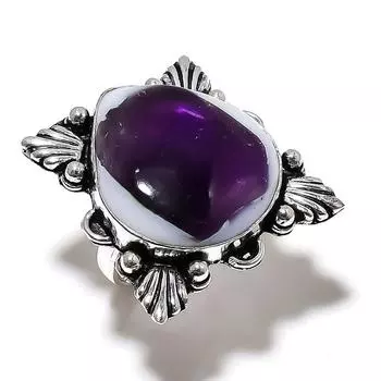 Кольцо из стерлингового серебра 925 пробы с супер аметистом 23 драгоценными камнями, размер 11, W3g26