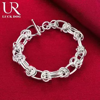 Кольцо из стерлингового серебра 925 пробы с полным кругом, браслет-цепочка, модные свадебные украшения 20CM