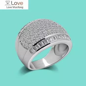 Кольцо из стерлингового серебра 925 пробы, унисекс, класс ААА, инкрустированное кубическим цирконием, цельное серебряное кольцо, преувеличенное ювелирное украшение, женское коктейльное кольцо с шармом 7