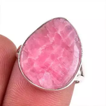 Кольцо из стерлингового серебра 925 пробы с натуральным родохрозитом S.7 r9L21