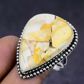 Кольцо из стерлингового серебра 925 пробы с натуральным брекчиетом мукаитом, размер 9 U3t74