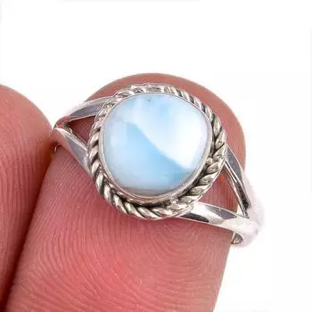 Кольцо из стерлингового серебра 925 пробы с драгоценным камнем Natural Republic Larimar S.7 L5q46
