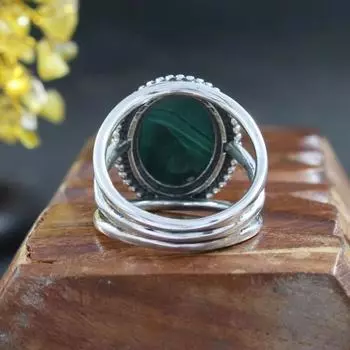 Кольцо из стерлингового серебра 925 пробы, кольцо с малахитом, кольцо с драгоценными камнями, дизайнерское кольцо, женское кольцо, кольцо в богемном стиле, подарок для нее 6