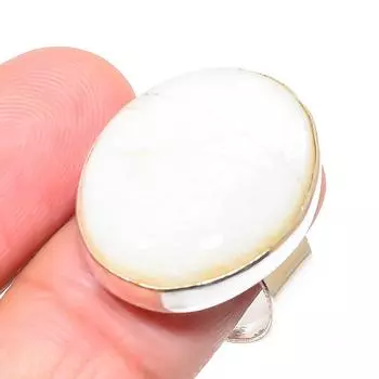 Кольцо из стерлингового серебра 925 пробы с натуральным радужным лунным камнем, размер 8,5 l1C62