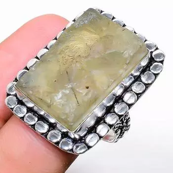 Кольцо из стерлингового серебра 925 пробы с натуральным грубым драгоценным камнем ручной работы, размер 9 L9m80