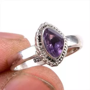 Кольцо из стерлингового серебра 925 пробы с натуральным розовым аметистом и драгоценным камнем S.6 n1L25