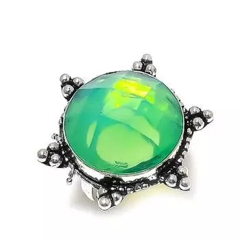 Кольцо из стерлингового серебра 925 пробы с натуральным зеленым кунцитом ручной работы, размер 8 u6C19