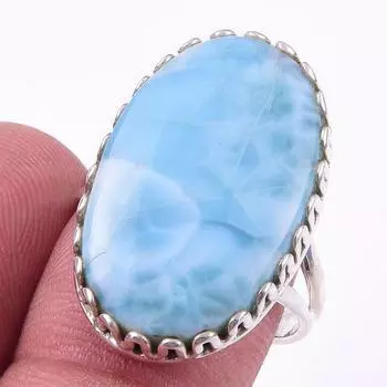 Кольцо из стерлингового серебра 925 пробы с драгоценным камнем Natural Republic Larimar S.8 M4s51