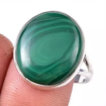 Кольцо из стерлингового серебра 925 пробы с натуральным малахитом, размер 9,5 t9B85