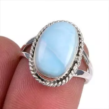 Кольцо из стерлингового серебра 925 пробы с драгоценным камнем Natural Republic Larimar S.6 k4F19