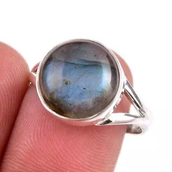 Кольцо из стерлингового серебра 925 пробы с натуральным лабрадоритом S.8.5 N5D89