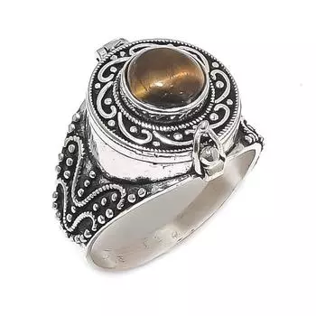 Кольцо из стерлингового серебра 925 пробы с натуральным тигровым глазом, размер 13,5 M3u07