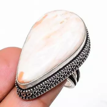 Кольцо из стерлингового серебра 925 пробы с натуральным оранжевым драгоценным камнем ручной работы, размер 7 Y1H12