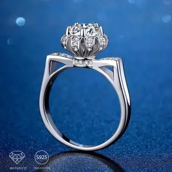 Кольцо из стерлингового серебра 925 пробы с муассанитом и бриллиантом в виде кошки, милый модный дизайн, легкий роскошный нишевый повседневный темперамент для дам и сестер 6 белый