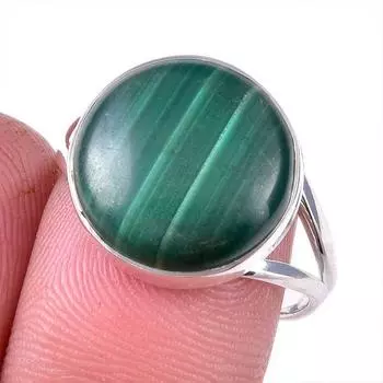 Кольцо из стерлингового серебра 925 пробы с натуральным малахитом, размер 9 W6Z29