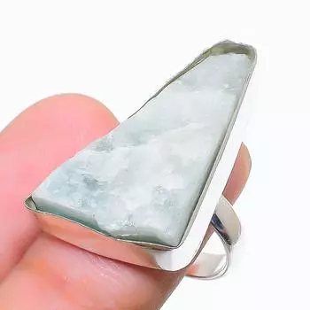 Кольцо из стерлингового серебра 925 пробы с натуральным радужным лунным камнем, размер 7,5 V8j79