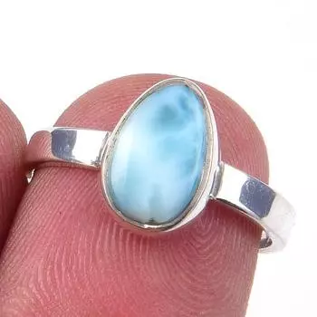 Кольцо из стерлингового серебра 925 пробы с драгоценным камнем Natural Republic Larimar S.6 Y1d08