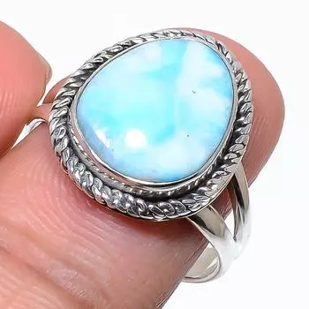 Кольцо из стерлингового серебра 925 пробы с драгоценным камнем Natural Republic Larimar, размер 9,5 e5e69