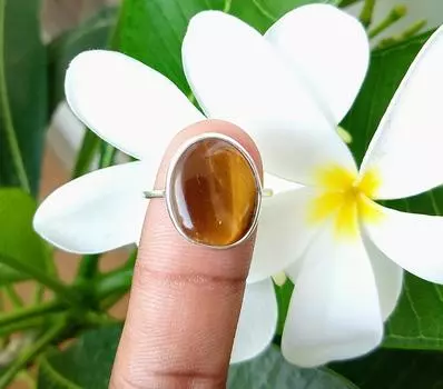 Кольцо из стерлингового серебра 925 пробы с натуральным тигровым глазом, размер 7, ювелирное изделие, рождественский подарок 7 US