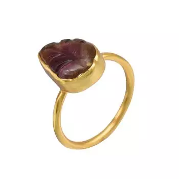 Кольцо из стерлингового серебра 925 пробы с турмалином и листьями арбуза, размер 6,75, подарок США 6.75 US