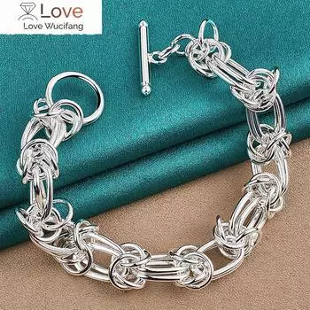 Кольцо из стерлингового серебра 925 пробы с полным кругом, браслет-цепочка для мужчин и женщин, модные украшения для вечеринок, свадеб и помолвок 20cm