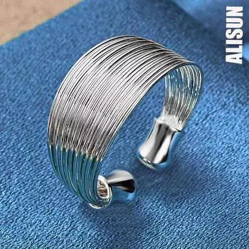 Кольцо из стерлингового серебра 925 пробы с несколькими линиями, модные свадебные украшения Opening
