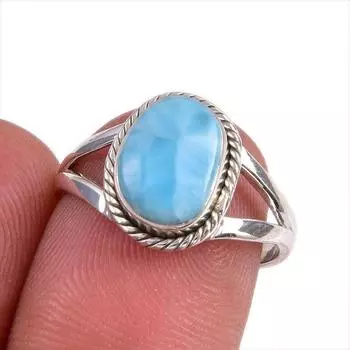 Кольцо из стерлингового серебра 925 пробы с драгоценным камнем Natural Republic Larimar S.7 z7k58