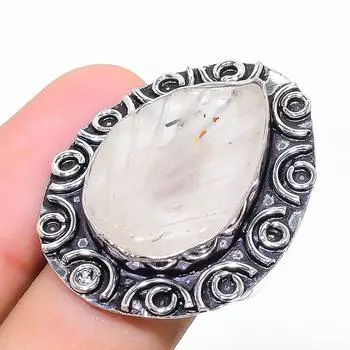 Кольцо из стерлингового серебра 925 пробы с натуральным черным рутилом ручной работы, размер 8,5 R7C32