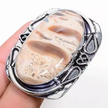 Кольцо из стерлингового серебра 925 пробы с натуральным яшмом из корня шлейка, размер 10,5 G5p78