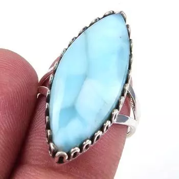 Кольцо из стерлингового серебра 925 пробы с драгоценным камнем Natural Republic Larimar S.7 U6D01