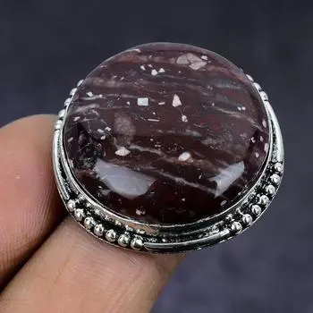 Кольцо из стерлингового серебра 925 пробы с натуральным драгоценным камнем капучино яшма размером 6,5 C0q95