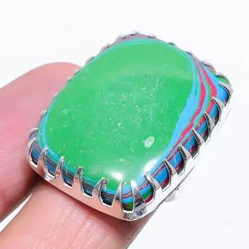 Кольцо из стерлингового серебра 925 пробы с натуральным синим кальцием ручной работы, размер 8 U6p00