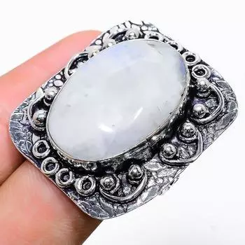 Кольцо из стерлингового серебра 925 пробы с натуральным радужным лунным камнем, размер 9,5 n2l13