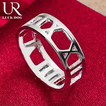 Кольцо из стерлингового серебра 925 пробы с полыми римскими цифрами, модные свадебные украшения 5#