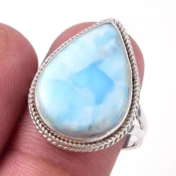 Кольцо из стерлингового серебра 925 пробы с драгоценным камнем Natural Republic Larimar S.9 z1f27