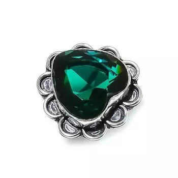 Кольцо из стерлингового серебра 925 пробы с натуральным хромдиопсидом ручной работы, размер 9 K5U68