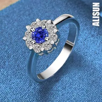 Кольцо из стерлингового серебра 925 пробы с круглым цирконием AAA, модные свадебные украшения 7#