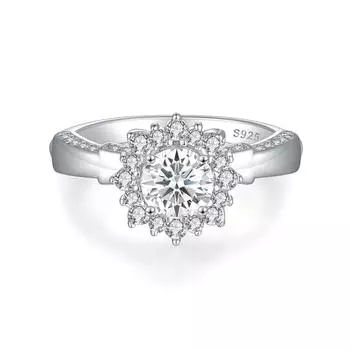 Кольцо из стерлингового серебра 925 пробы, женское обручальное кольцо с дизайном подсолнуха, элитная ниша US size 5 # белого золота