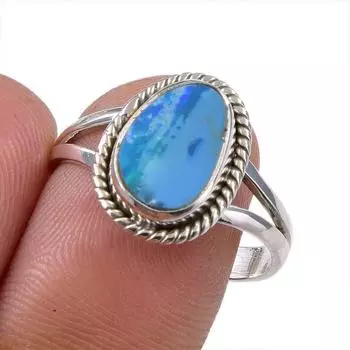 Кольцо из стерлингового серебра 925 пробы с натуральным австралийским опалом S.9 W6e23