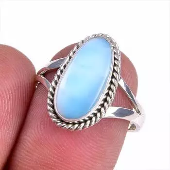 Кольцо из стерлингового серебра 925 пробы с драгоценным камнем Natural Republic Larimar S.7 K1A62