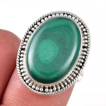Кольцо из стерлингового серебра 925 пробы с натуральным малахитом, размер 6 f0j74
