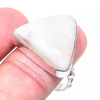 Кольцо из стерлингового серебра 925 пробы с натуральным агатом в горошек, размер 10,5 Y5T17