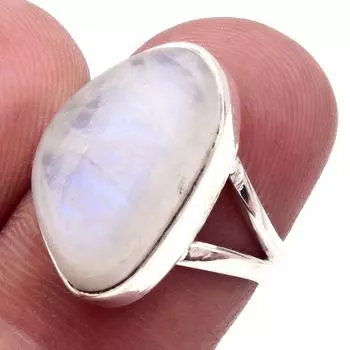 Кольцо из стерлингового серебра 925 пробы с натуральным радужным лунным камнем ручной работы S.6 b4z82