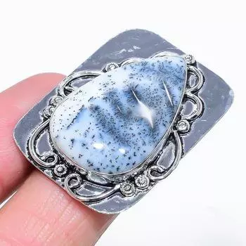 Кольцо из стерлингового серебра 925 пробы с натуральным дендритовым опалом ручной работы, размер 9 o7r58