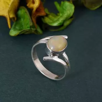 Кольцо из стерлингового серебра 925 пробы, кольцо из твердого камня, овальный кабошон, натуральный опал, драгоценный камень, 3,5 г 5