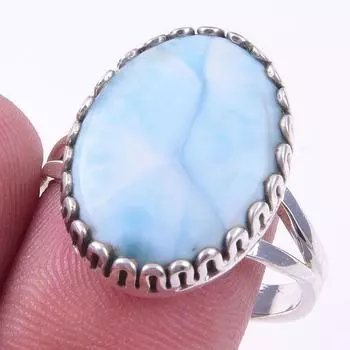 Кольцо из стерлингового серебра 925 пробы с драгоценным камнем Natural Republic Larimar S.7 O8F16