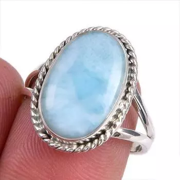 Кольцо из стерлингового серебра 925 пробы с драгоценным камнем Natural Republic Larimar S.8 z1H09
