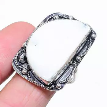 Кольцо из стерлингового серебра 925 пробы с натуральным дендритовым опалом ручной работы, размер 11 J2F85