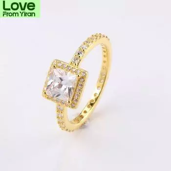 Кольцо из стерлингового серебра 925 пробы, креативное индивидуальное квадратное кольцо с кристаллом Cz для женщин, свадебная вечеринка, модные украшения 10