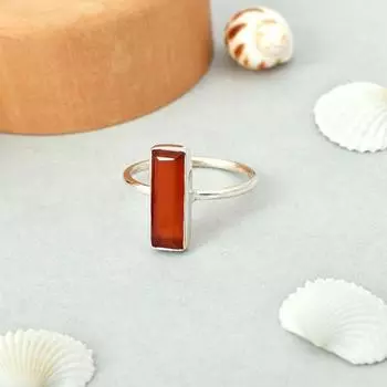 Кольцо из стерлингового серебра 925 пробы с натуральным оранжевым ониксом, размер 8 США, подарочное кольцо, годовщина свадьбы, день рождения, особый случай 8 US